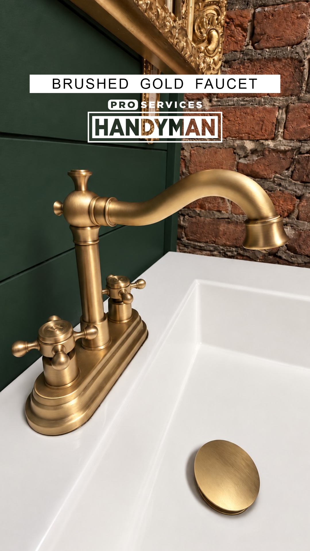 Bathroom Shiplap And Brushed Gold Faucet completed by Pro Services Handyman