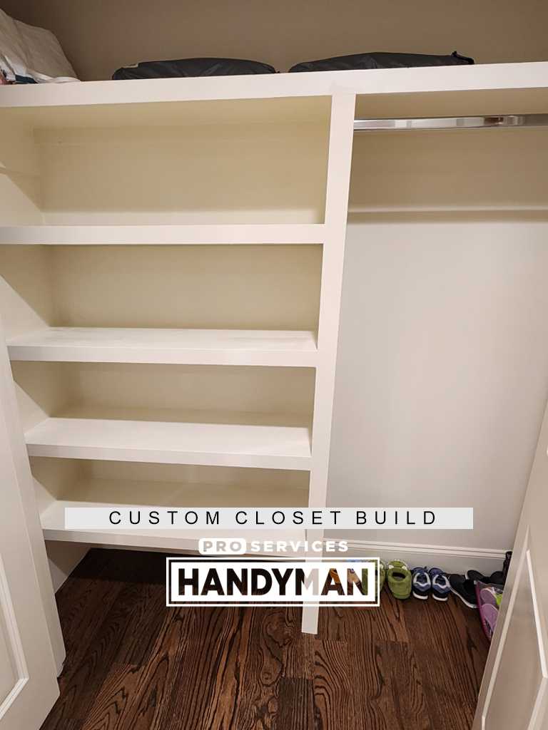 Custom Painted Wood Closet Build completed by Pro Services Handyman