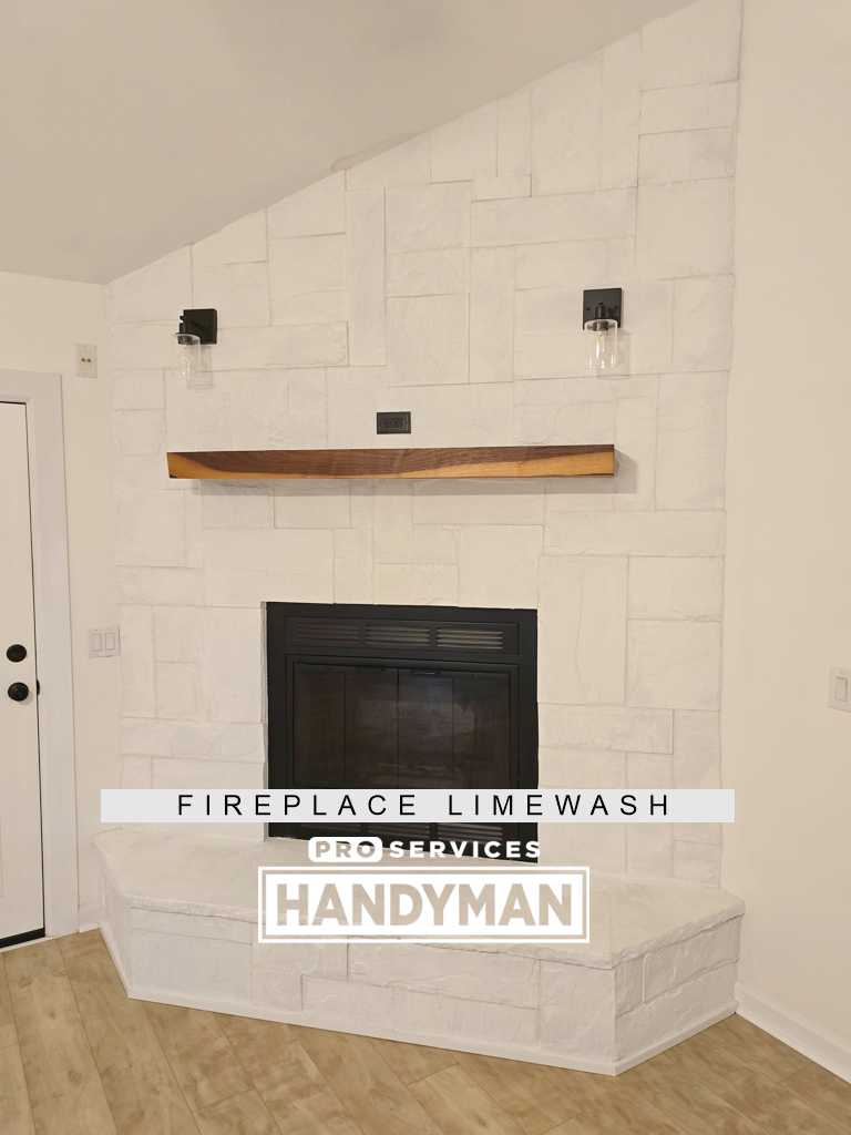 Fireplace Limewash completed by Pro Services Handyman