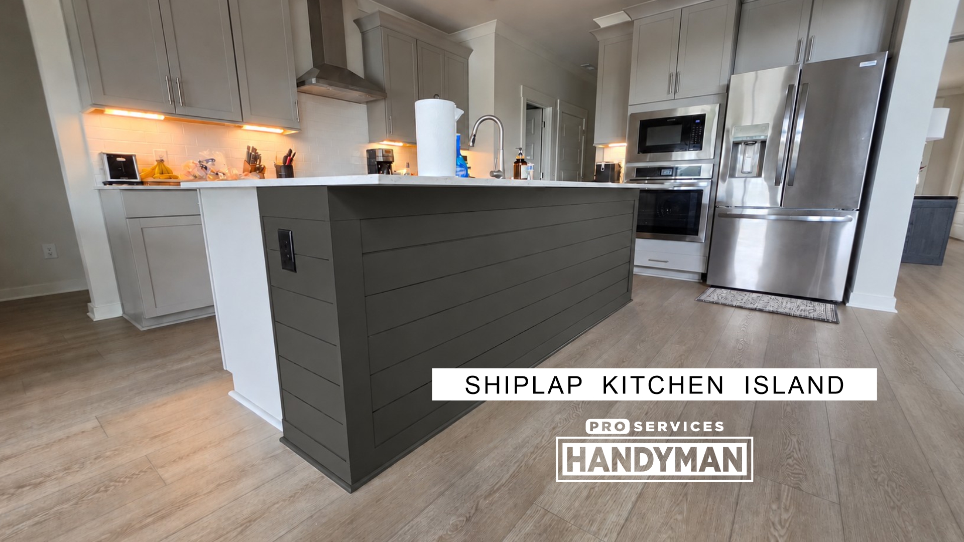 Kitchen Island Shiplap completed by Pro Services Handyman