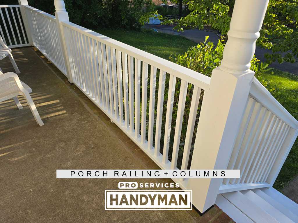 Porch Columns + Railing + Steps completed by Pro Services Handyman
