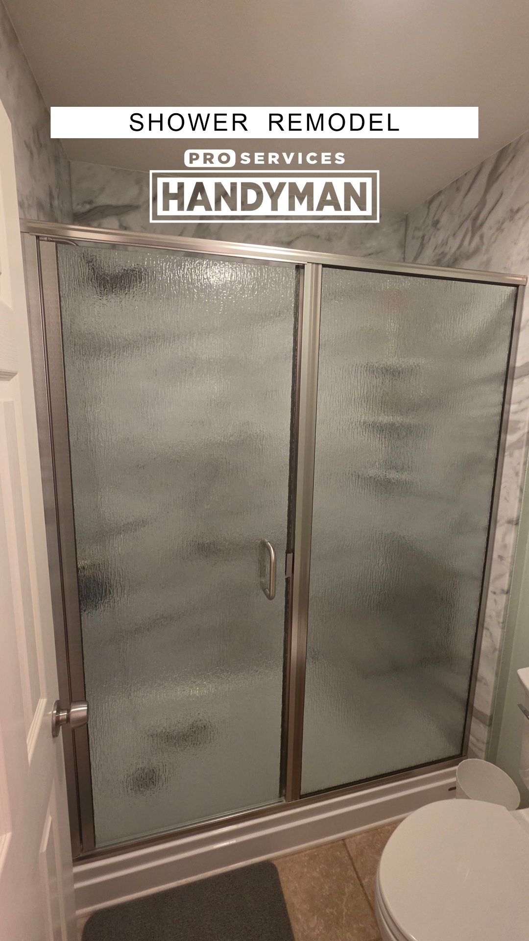 Shower Remodel Rain Glass Shower Door completed by Pro Services Handyman