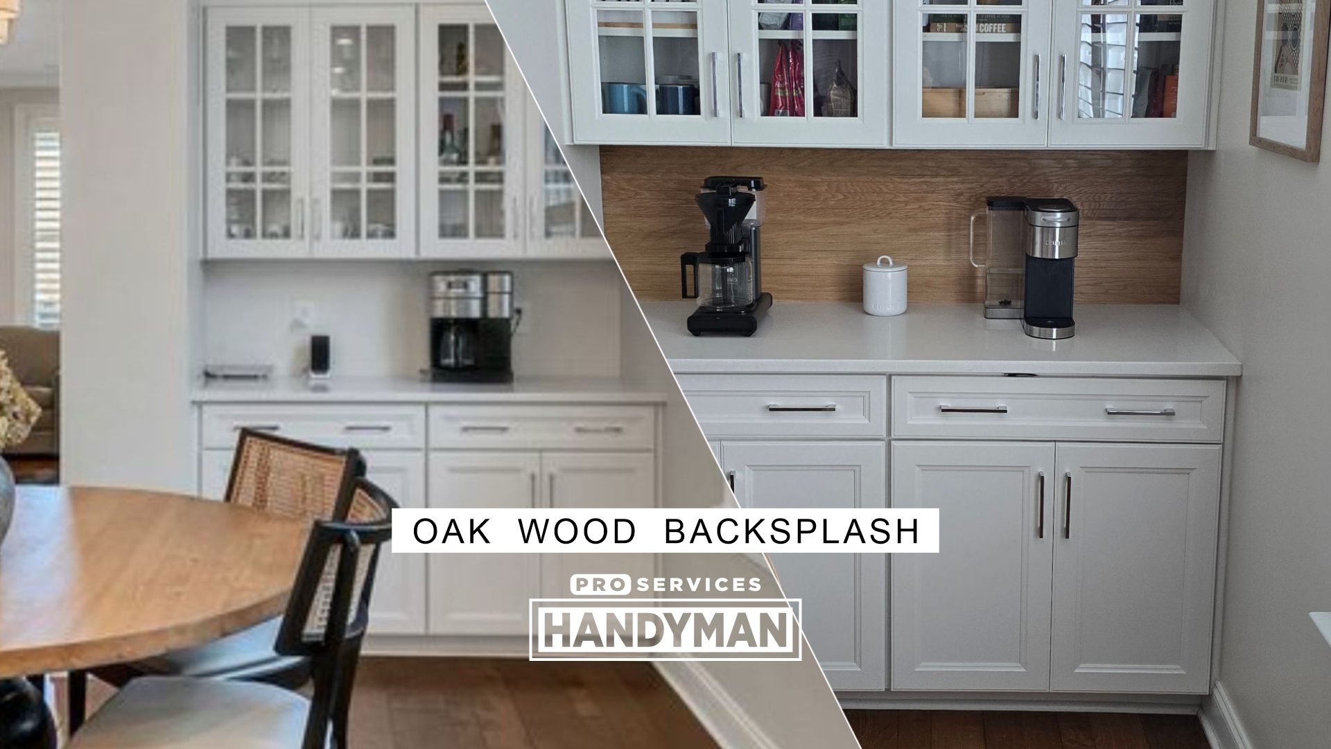 Backsplash Made From Oak Wood completed by Pro Services Handyman